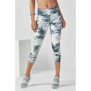 Fabletics Define PowerHold Mid-Rise Capri Leggings Fossil Print Small Athletic